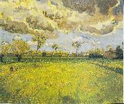 Vincent Van Gogh Meadow with flowers under a stormy sky Germany oil painting artist